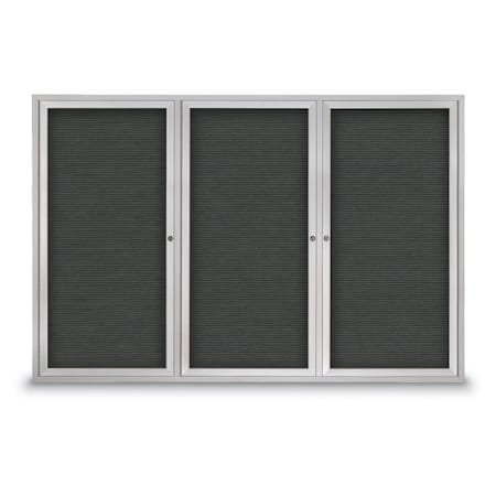 United Visual Products 30"x36" 1-Door Enclosed Outdoor Letterboard, Grey Felt/Satin Alum UV1166DSD3036-SATIN-GREY